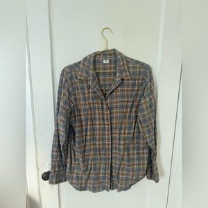 Grey and brown flannel button down